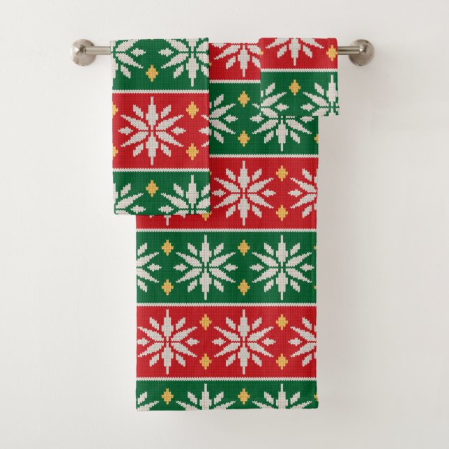 Conjunto De Toalhas Tricô Nórdico de Natal (Insitu)