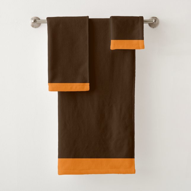 Conjunto De Toalhas Trim Laranja Castanho Equipe Esportiva Cores Bath  (Insitu)