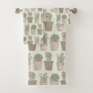 Conjunto De Toalhas Trio de Cactus Fofo Usando Jóias Padronizadas