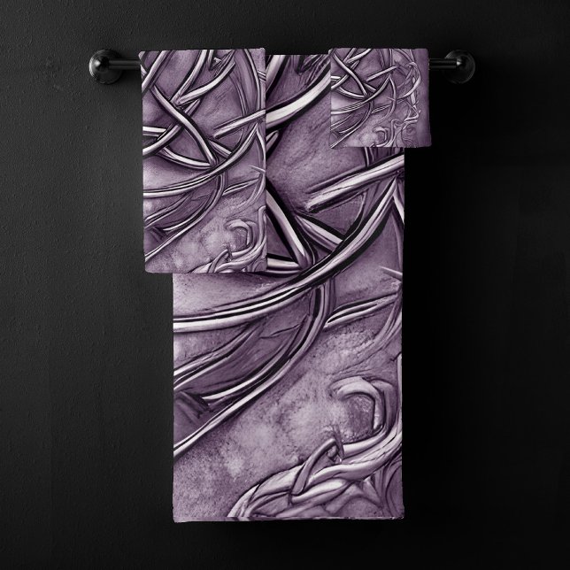 Conjunto De Toalhas Triquetra Trinity Knot Purple Faux Metal (Criador carregado)