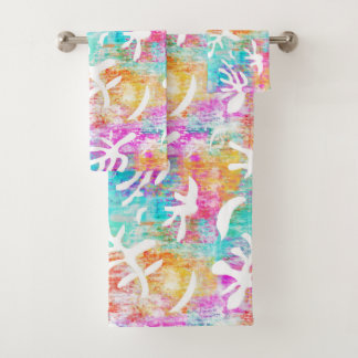Conjunto De Toalhas Tropical Azul Cor-de-Rosa Moderna