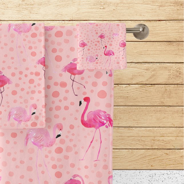 Conjunto De Toalhas Tropical Breezy Pink Flamingo Pattern (Criador carregado)