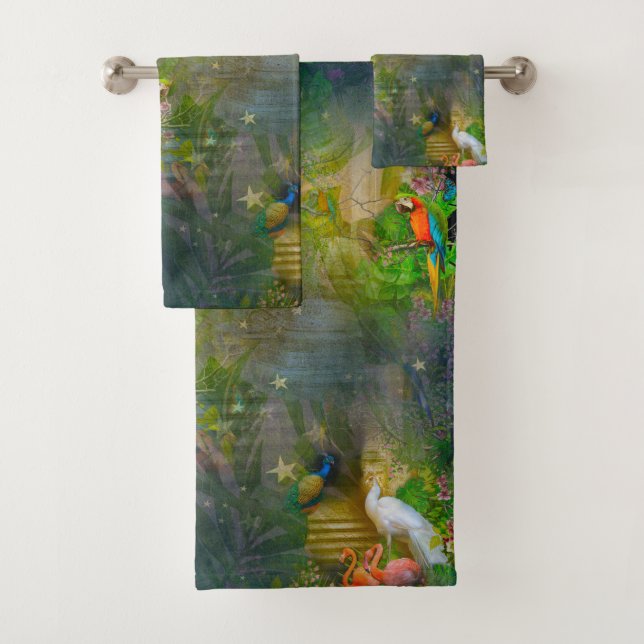 Conjunto De Toalhas Tropical Flora Paradise & Parrots (Insitu)