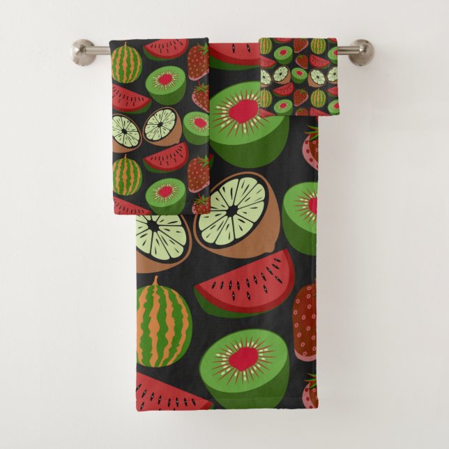 Conjunto De Toalhas Tropical fruit seamless pattern colorful (Insitu)