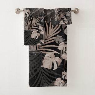 Conjunto De Toalhas Tropical Jungle Night Leaves 8 - Repetindo