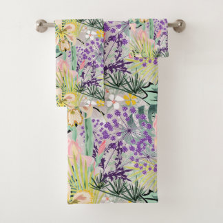 Conjunto De Toalhas Tropical pattern with orchids.