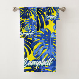 Conjunto De Toalhas Tropical Real Amarelo Amarelo Monstera deixa nome