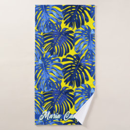 Conjunto De Toalhas Tropical Real Amarelo Amarelo Monstera deixa nome