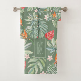 Conjunto De Toalhas Tropics Flower and Foliage Fantasy com Monograma