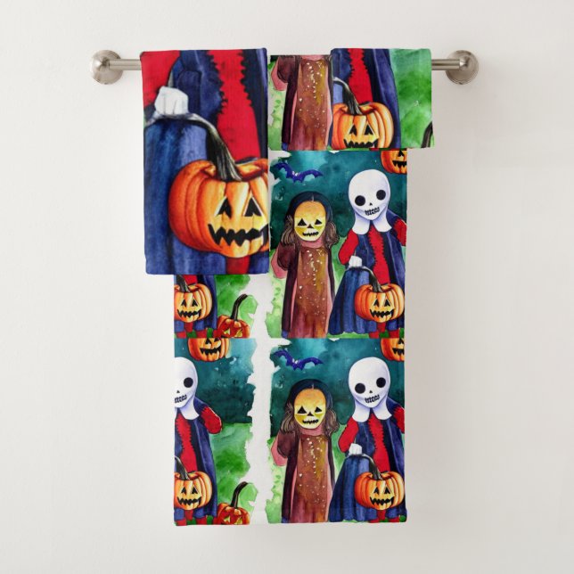 Conjunto De Toalhas Truque ou Tratadores de Halloween (Insitu)