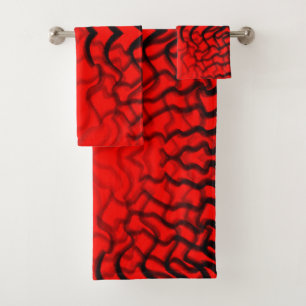 Conjunto De Toalhas Tubular Preto E Tubo Vermelho