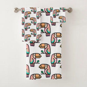 Conjunto De Toalhas tucano passarinho da selva padrão desenho animado