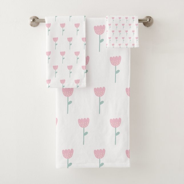 Conjunto De Toalhas Tulipa Cor Rosa Mínima Simples, Simples, Cuja Rapa (Insitu)