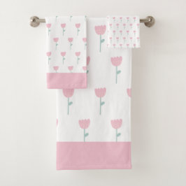 Conjunto De Toalhas Tulipa Cor Rosa Mínima Simples, Simples, Cuja Rapa