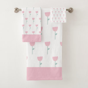 Conjunto De Toalhas Tulipa Cor Rosa Mínima Simples, Simples, Cuja Rapa
