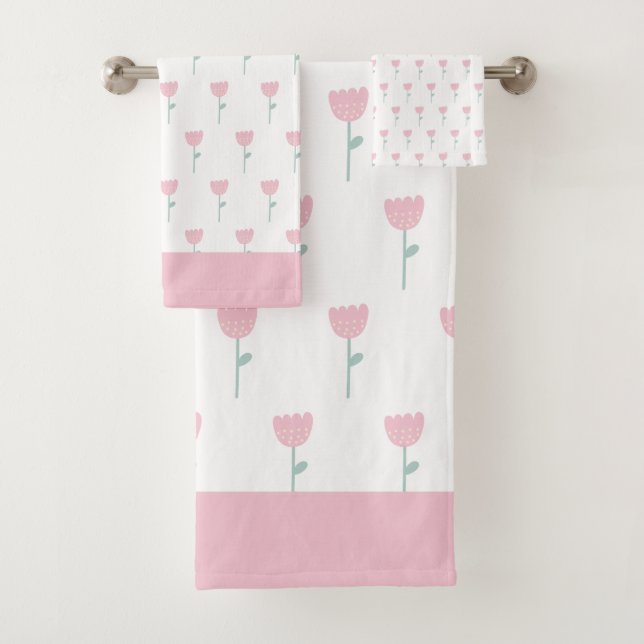 Conjunto De Toalhas Tulipa Cor Rosa Mínima Simples, Simples, Cuja Rapa (Insitu)