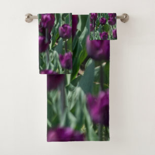Conjunto De Toalhas Tulipa Roxa