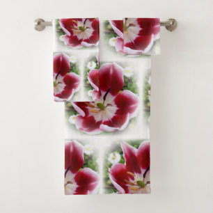 Conjunto De Toalhas tulipa vermelha viva
