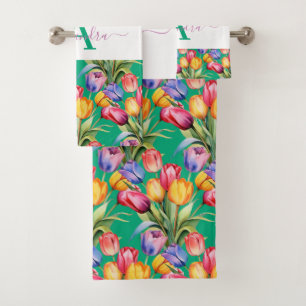 Conjunto de Toalhas Tulipas Cores Elegantes de Pri