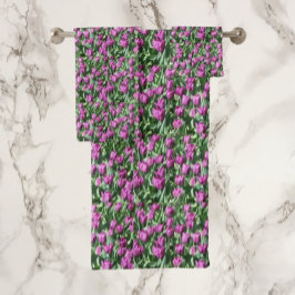 Conjunto De Toalhas Tulipas Roxas Blooms Banho Floral