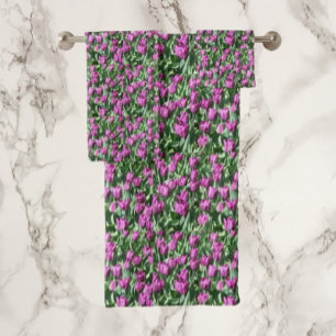 Conjunto De Toalhas Tulipas Roxas Blooms Banho Floral