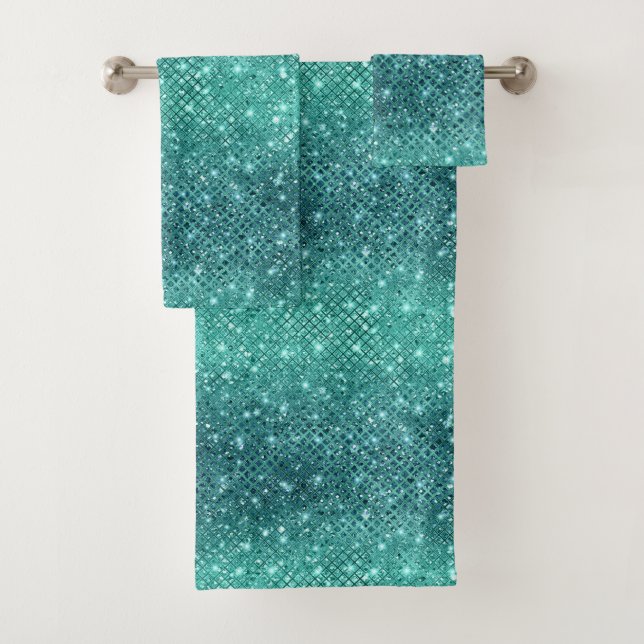 Conjunto De Toalhas Turquesa Aqua Green Sparkle (Insitu)