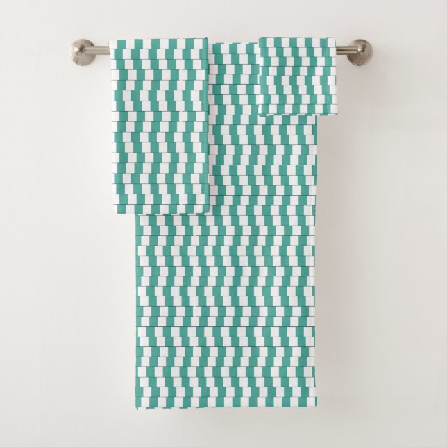 Conjunto De Toalhas Turquesa de linhas confusas (Insitu)