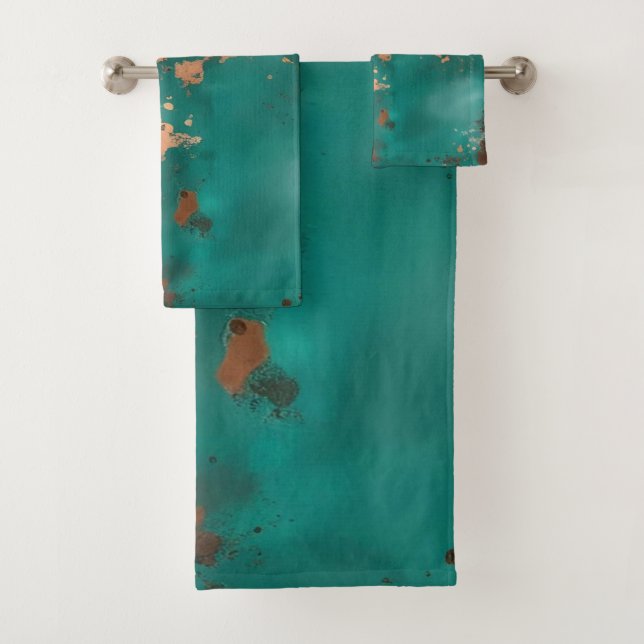 Conjunto De Toalhas Turquesa e Bronze (Insitu)