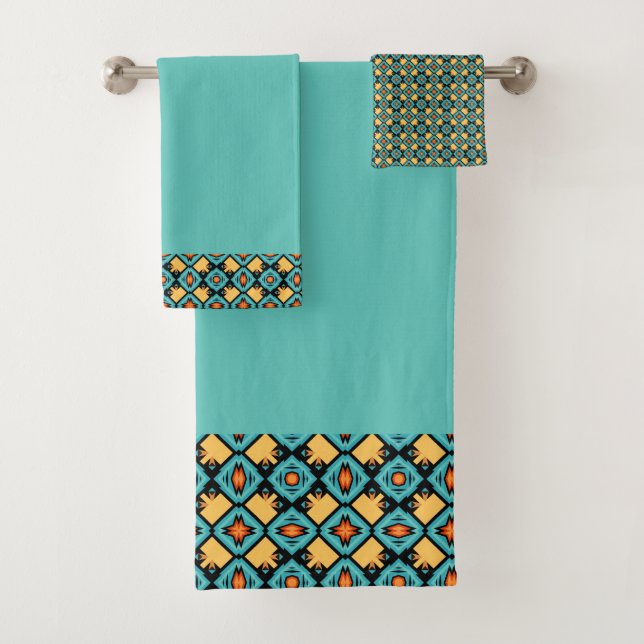 Conjunto De Toalhas Turquesa médio amarelo (Insitu)