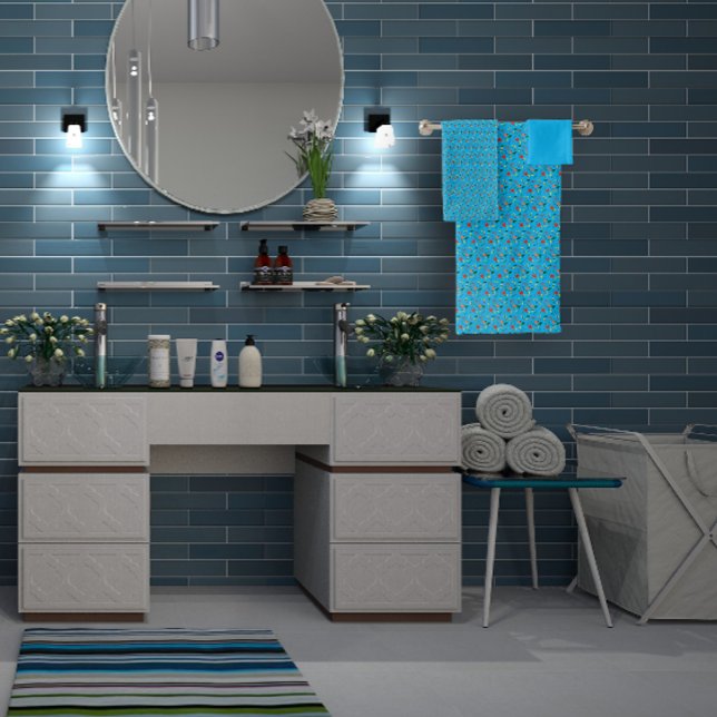 Conjunto De Toalhas Turquoise Pattern mini flor silvestre (Criador carregado)