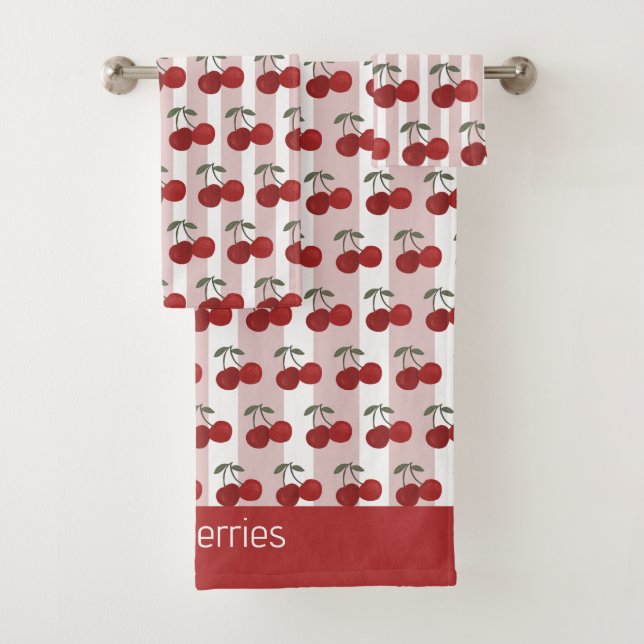 Conjunto De Toalhas Two Red Cherries Illustration Personalized  (Insitu)