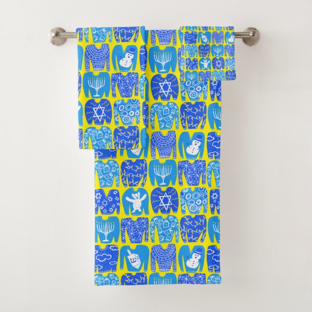 Conjunto De Toalhas Ugly Hannukah Sweater Padrão de Férias (Insitu)