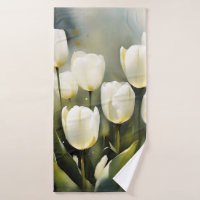 Um bando de Tulipas Brancas em um Jardim Serene