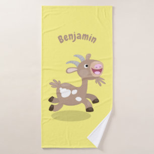 Conjunto De Toalhas Um desenho animado de cabra feliz