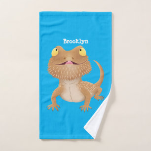 Conjunto De Toalhas Um desenho animado de lagarto de dragão barbudo