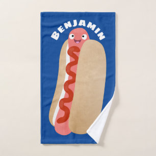 Conjunto De Toalhas Um desenho animado de Weiner, um cachorro quente e
