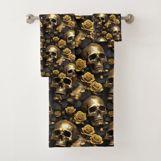 Conjunto De Toalhas Um design da série A Skull and Roses 8 (Insitu)