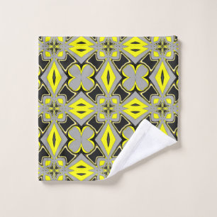 Conjunto De Toalhas Um design de padrão de tecido preto amarelo vibran