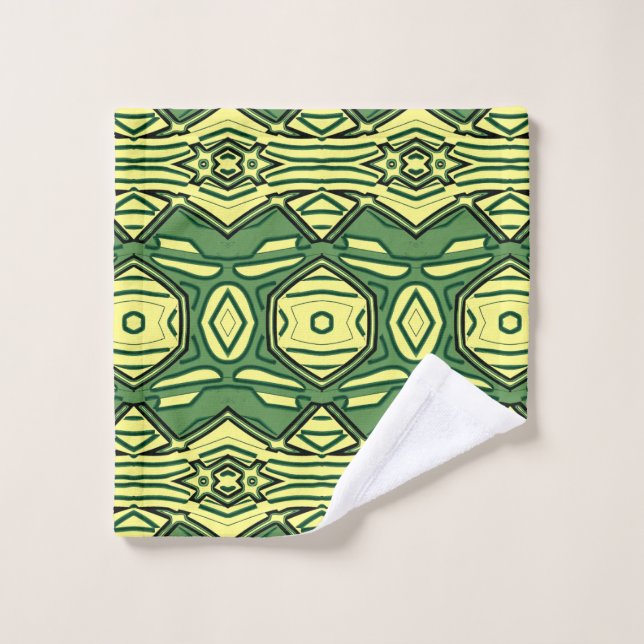 Conjunto De Toalhas Um design de padrão de tecido verde-amarelo vibran (Pano de lavar)