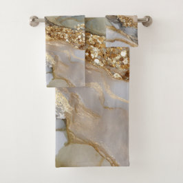 Conjunto De Toalhas Um fundo de mármore branco e dourado luxuoso