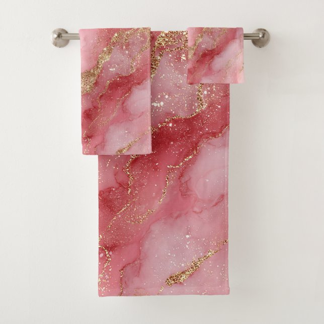Conjunto De Toalhas Um fundo de mármore rosa luxuoso (Insitu)