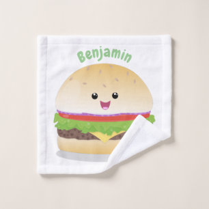 Conjunto De Toalhas Um lindo desenho animado de hambúrguer de kawaii