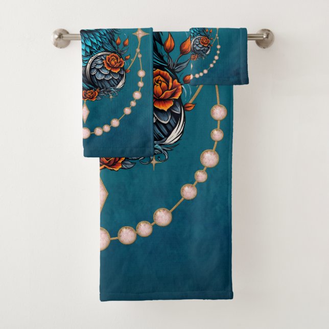 Conjunto De Toalhas Um pássaro azul majestoso. (Insitu)