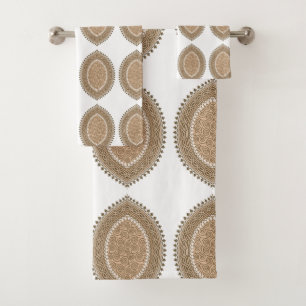 Conjunto De Toalhas Um tapete retangular com um intricado moti geométr
