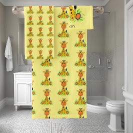 Conjunto De Toalhas Uma girafa engraçada e bonita para crianças, perso