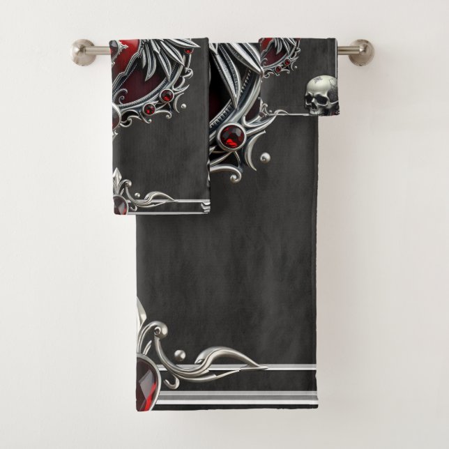 Conjunto De Toalhas Uma simbiose gótica, cabelos elegantes e crânios (Insitu)