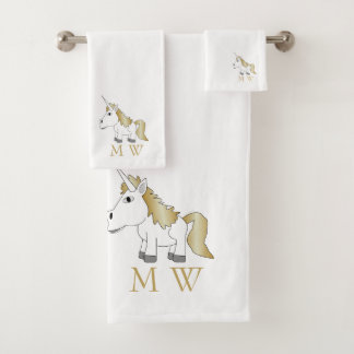 Conjunto De Toalhas Unicorn Design Monogrammed