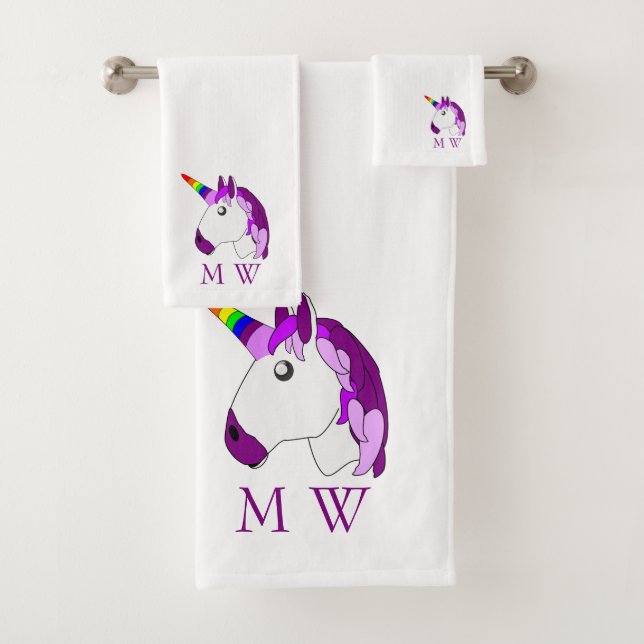 Conjunto De Toalhas Unicorn Design Monogrammed (Insitu)