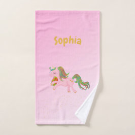 Conjunto De Toalhas Unicórnio Rosa Dourado Roca Girly Cute