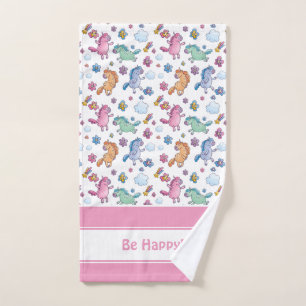 Conjunto De Toalhas Unicórnios Whimsical e Flores Bonito Brilhantes